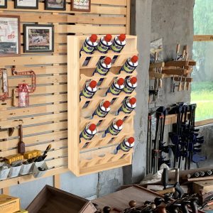 24 slot wooden spray can holder garage