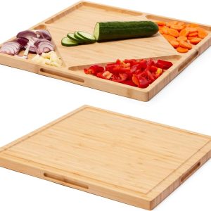reversible bamboo cutting board with compartments wholesale