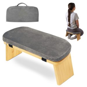 foldable bamboo meditation bench with cushion