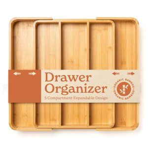 5 compartment cutlery tray with rounded outer walls, expanded side sections and a presentation band