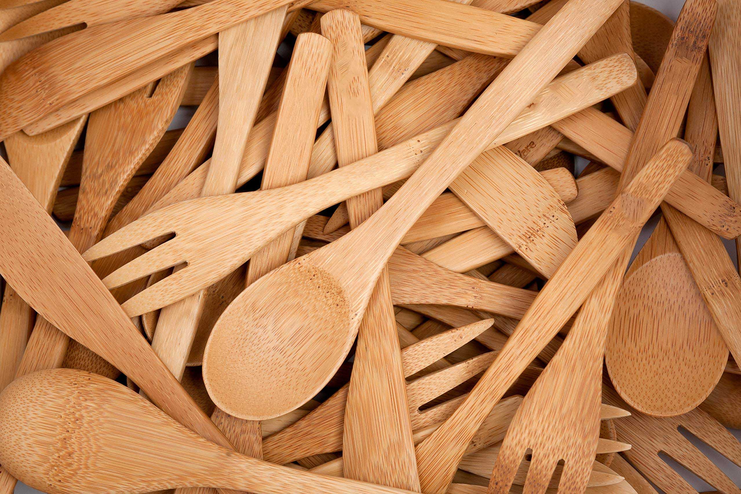China Factory Direct Supplier Bamboo Utensil Travel Set Made from Sustainable Materials Includes Fork Knife Spoon Chopsticks Carabiner Clip - Image 4