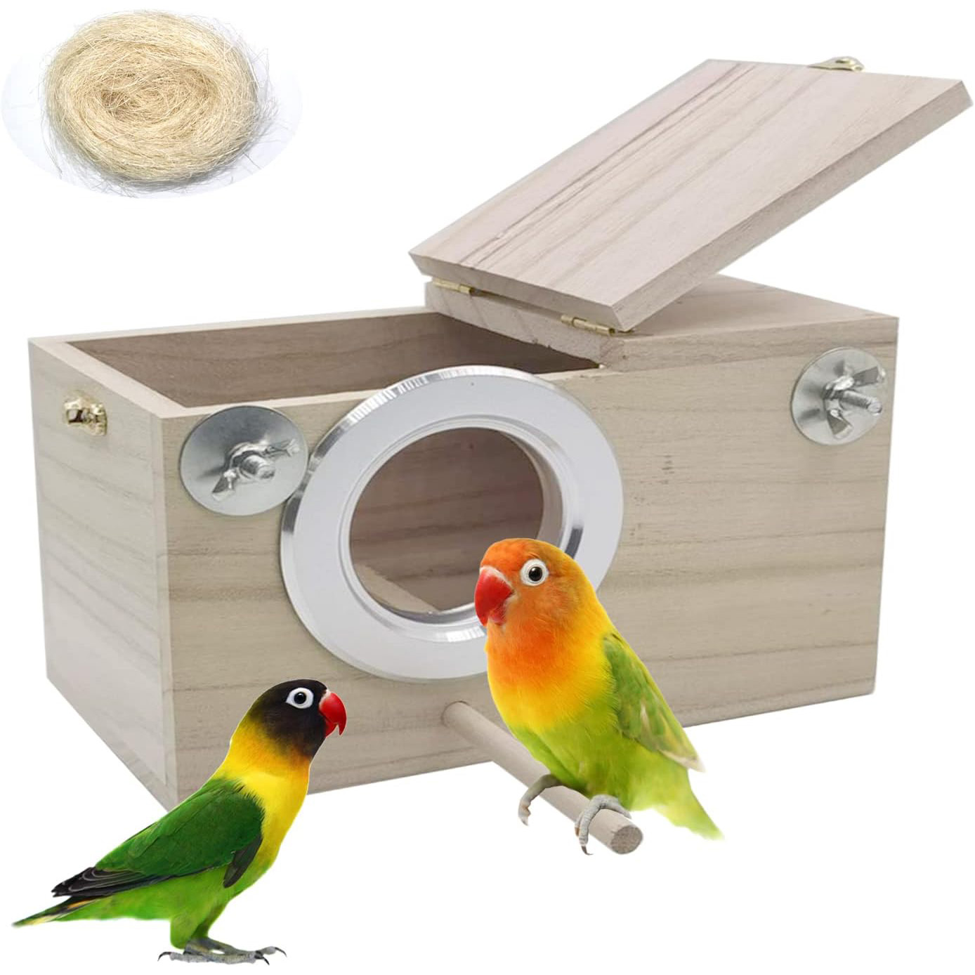 Holz-Nistkasten mit Klappdeckel und Sitzstange