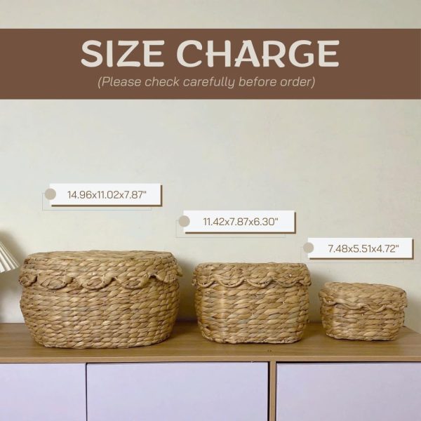 Oval basket size guide: large 14.96 x 11.02 x 7.87, medium 11.42 x 7.87 x 6.30, small 7.48 x 5.51 x 4.72 inches