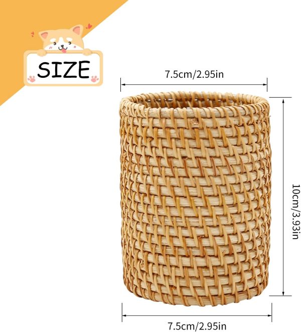 Rattan pencil holder dimension diagram showing 7.5 cm diameter and 10 cm height