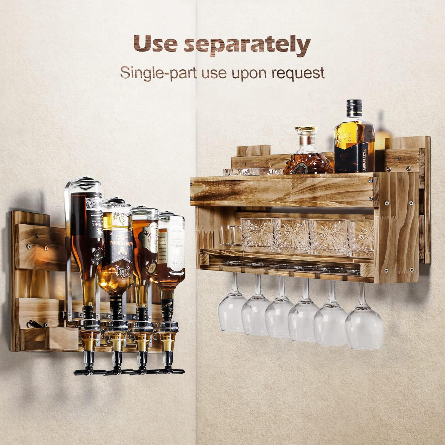 Wine Rack Wall Mounted Wood Alcohol Shelf Kitchen Decor Liquor Dispenser Storage Bamboo Wooden Products Manufacturer - Image 7