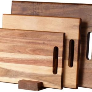 Acacia Wood Cutting Board Set of 3 with Handle Thick Butcher Block Wooden Chopping Boards for Meat Vegetables Cheese Fruit China Products Manufacturer