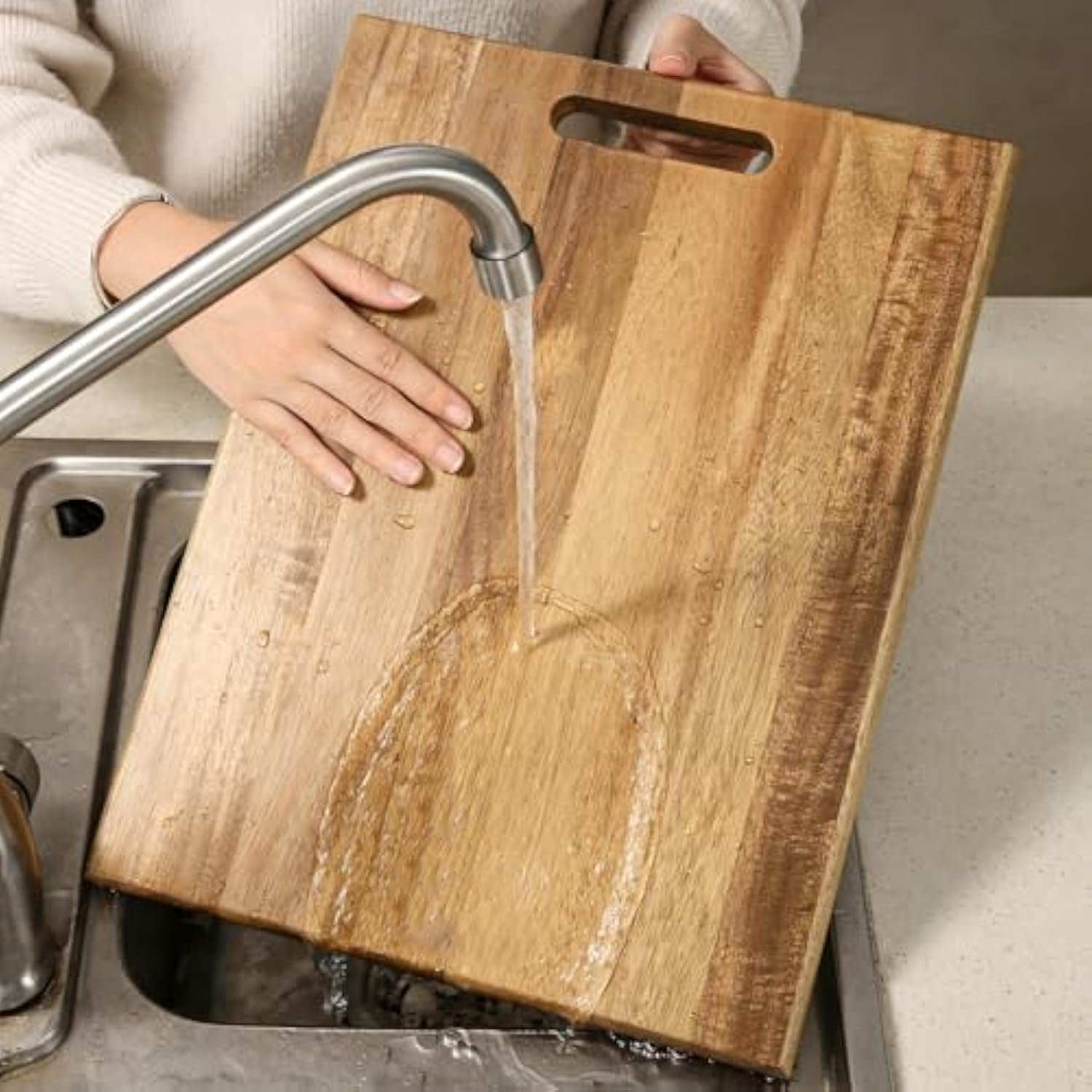 Acacia Wood Cutting Board Set of 3 with Handle Thick Butcher Block Wooden Chopping Boards for Meat Vegetables Cheese Fruit China Products Manufacturer - Image 4