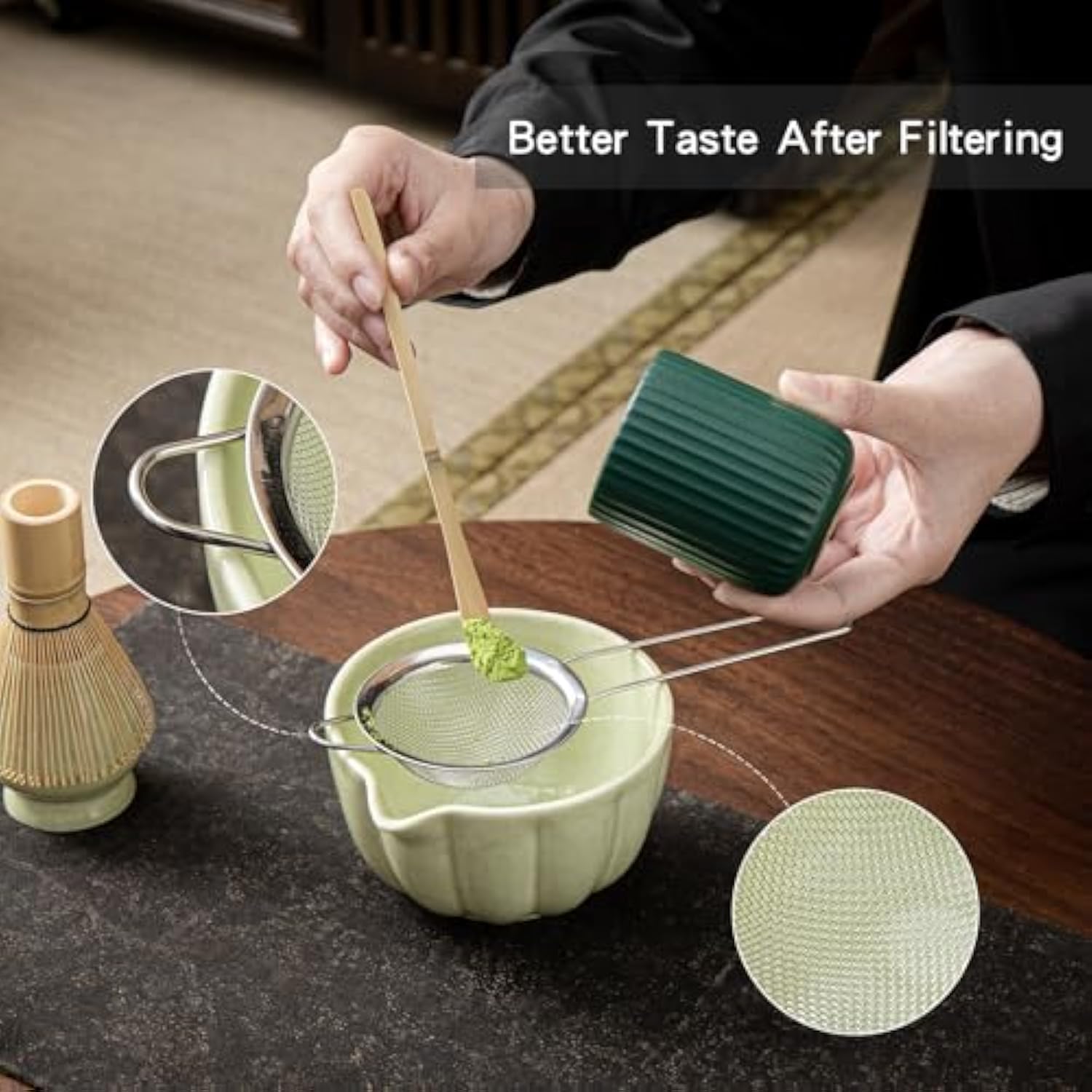 Matcha Bowl and Whisk Set with Bamboo Scoop Sifter Chasen Holder 5 Pcs Matcha Kit for Beginners and Tea Ceremony Matcha Lovers China Products Manufacturer - Image 6