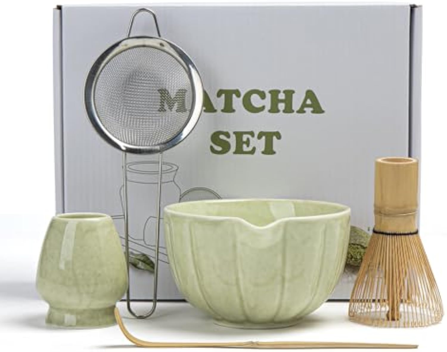Matcha Bowl and Whisk Set with Bamboo Scoop Sifter Chasen Holder 5 Pcs Matcha Kit for Beginners and Tea Ceremony Matcha Lovers China Products Manufacturer - Image 2