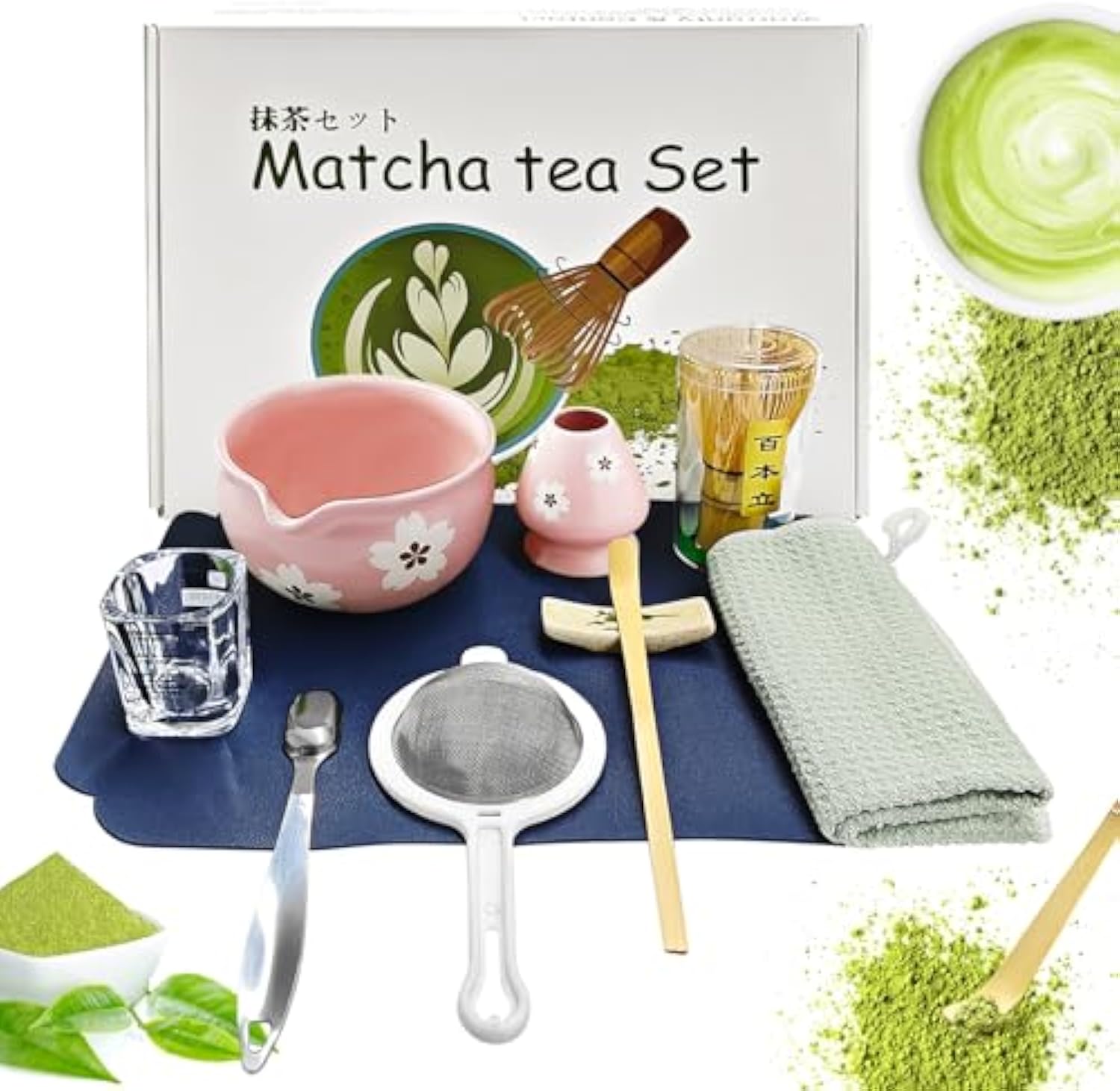 Traditional Matcha Whisk Set with Ceramic Bowl Scoop Sifter Holder 5 Pcs Japanese Tea Ceremony Kit for Beginners and Experts China Products Manufacturer