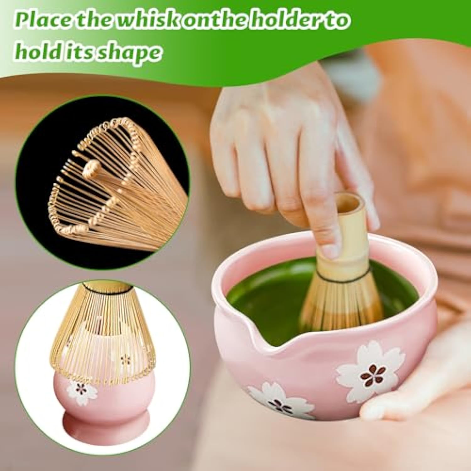 Traditional Matcha Whisk Set with Ceramic Bowl Scoop Sifter Holder 5 Pcs Japanese Tea Ceremony Kit for Beginners and Experts China Products Manufacturer - Image 5