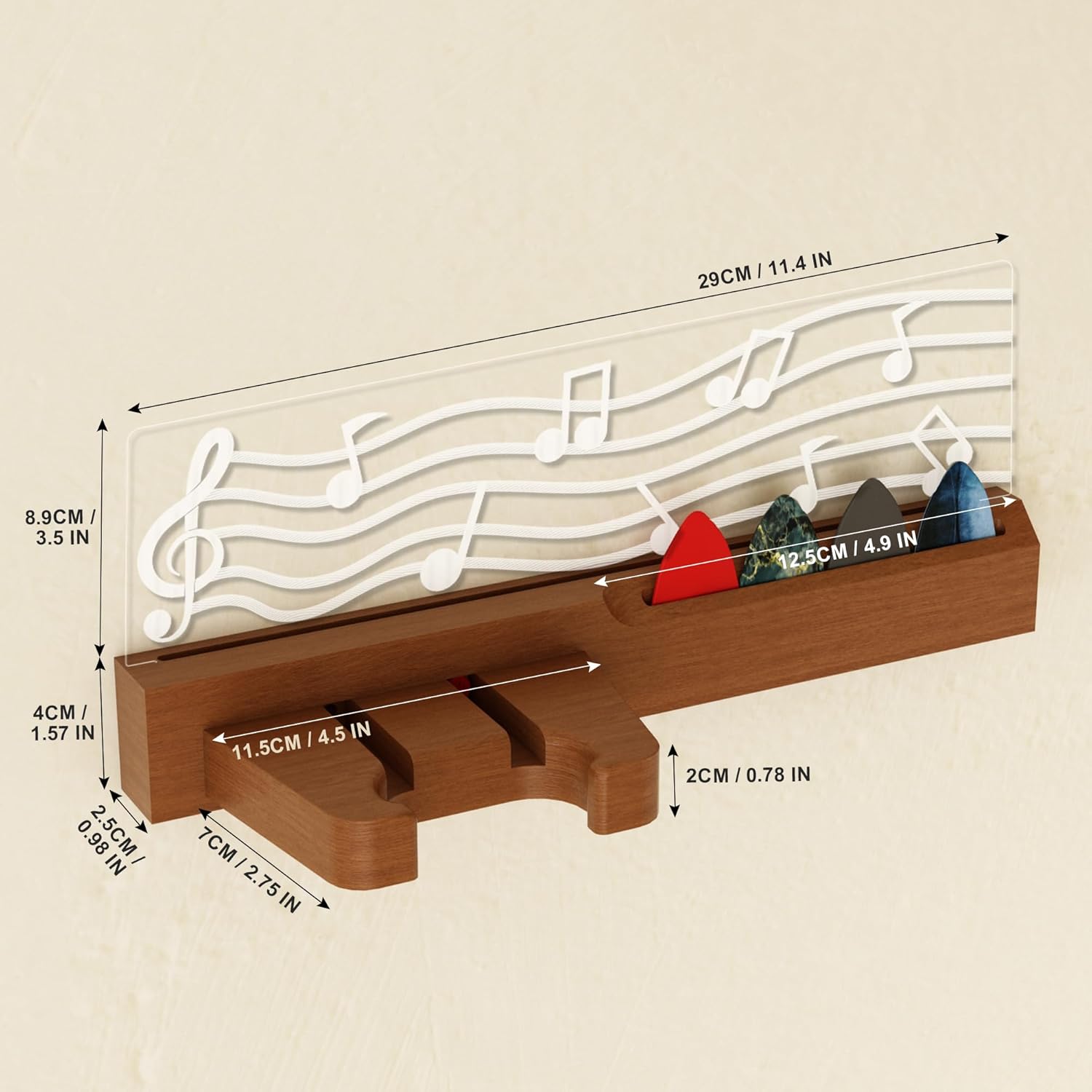 Wood Guitar Wall Mount Stand with Pick Holder Acrylic Hook for Acoustic Electric Bass Ukulele Gift for Men Guitarist Music Lover China Products Manufacturer - Image 2