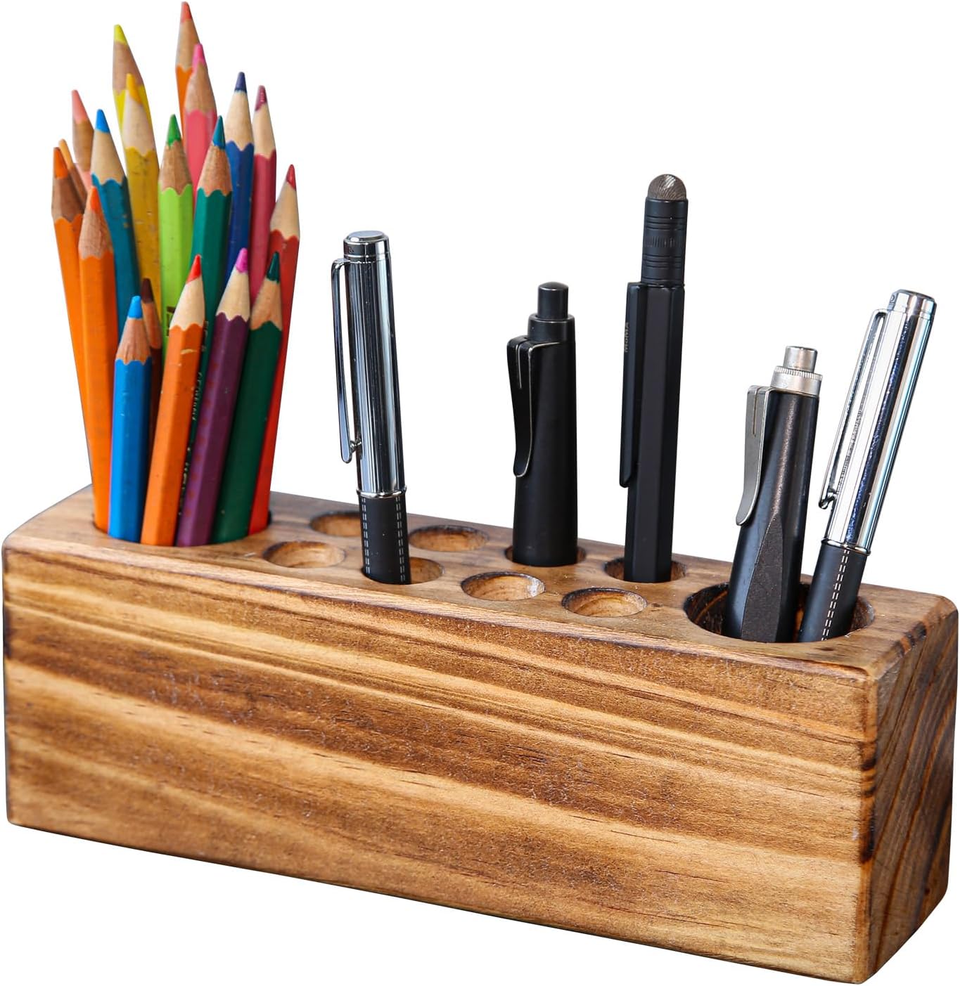 Solid Pine Wood Pen Holder for Desk – Rustic Wooden Pencil Organizer Cup for Fountain Pens and Office Accessories – Natural Desktop Organizer for Home or Office China Products Manufacturer