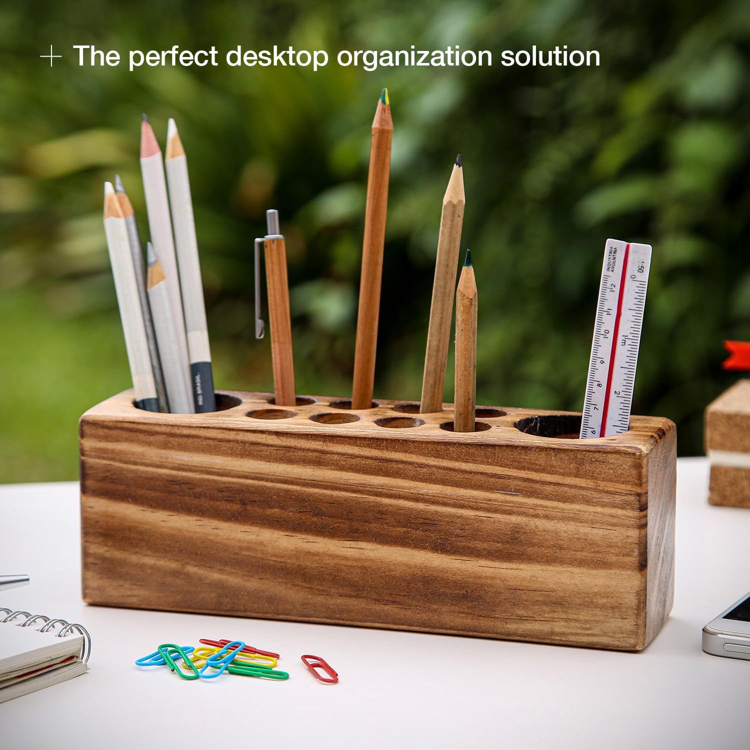 Solid Pine Wood Pen Holder for Desk – Rustic Wooden Pencil Organizer Cup for Fountain Pens and Office Accessories – Natural Desktop Organizer for Home or Office China Products Manufacturer - Image 6