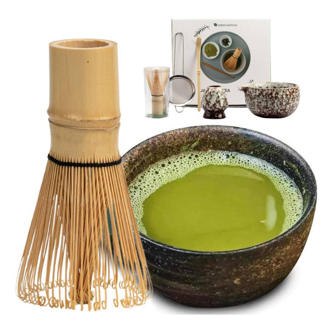 Matcha Kit with Matcha Bowl Spout Bamboo Whisk Tea Scoop Whisk Holder Scoop Holder Powder Strainer Making Kit for Matcha Lovers China Factory - Image 7