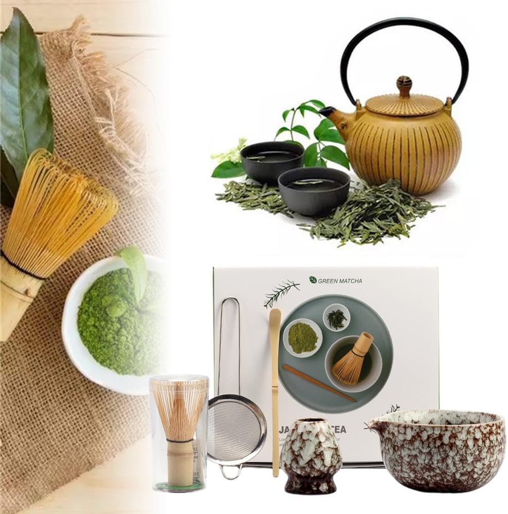 Matcha Kit with Matcha Bowl Spout Bamboo Whisk Tea Scoop Whisk Holder Scoop Holder Powder Strainer Making Kit for Matcha Lovers China Factory - Image 2