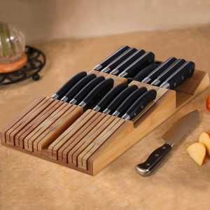 Bamboo In-Drawer Knife Block for 16 Knives – Wholesale OEM