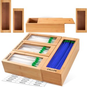 4-piece bamboo bag organizer for drawer