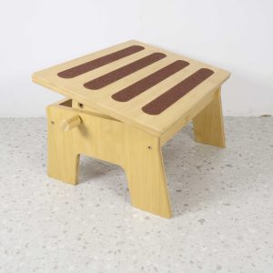 Adjustable bamboo foot rest with five anti-slip surface strips