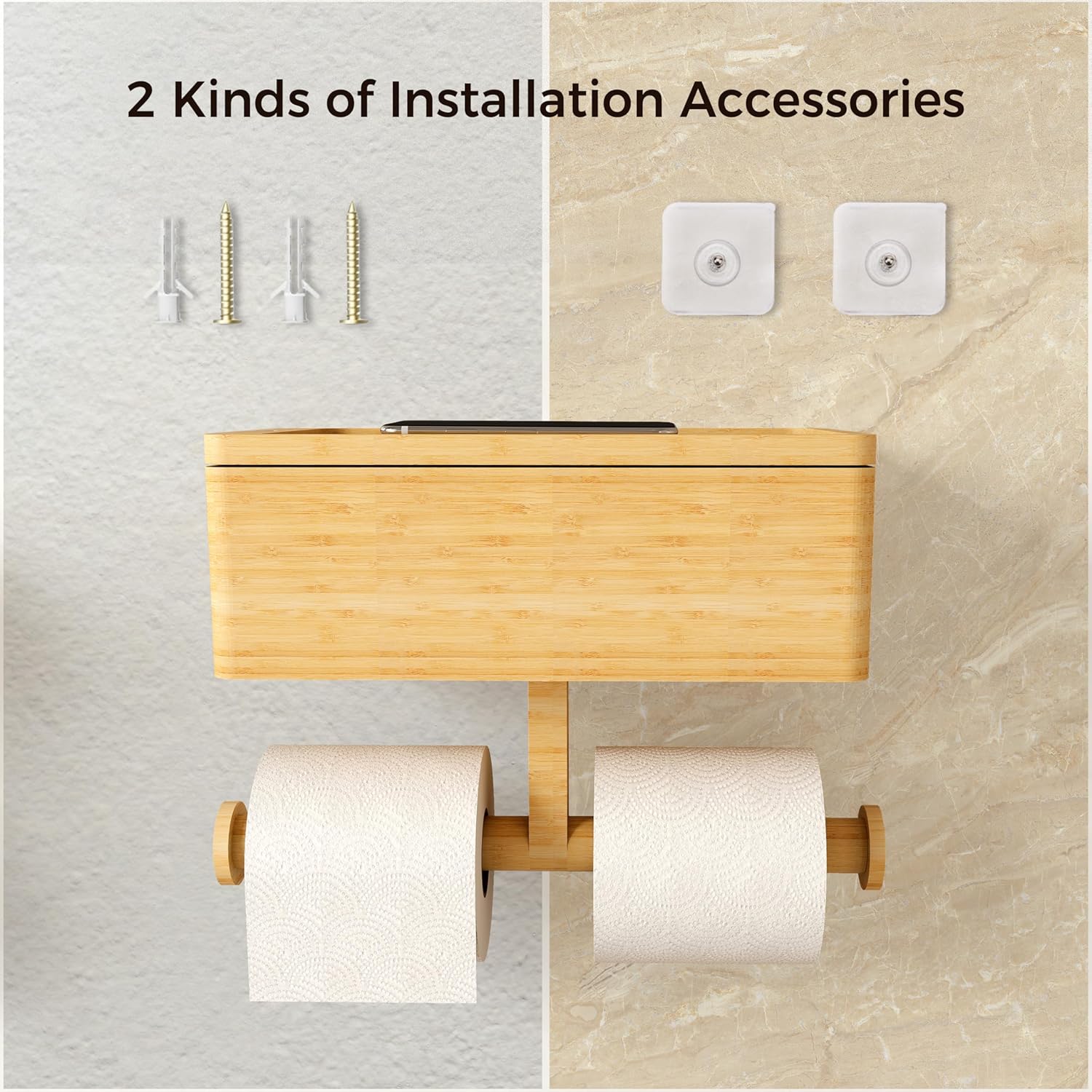 Bamboo wall organizer bar for bathroom accessories