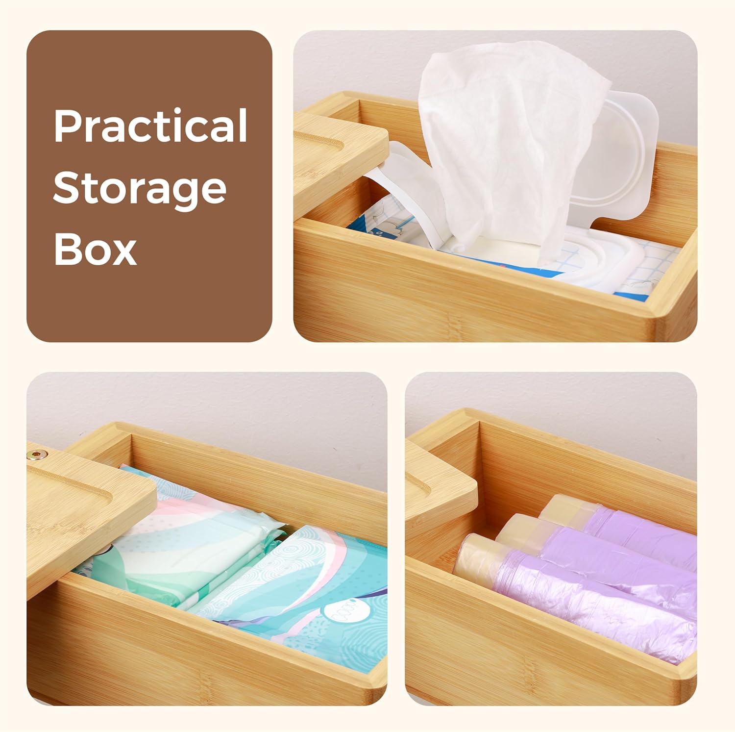 Double toilet paper holder with bamboo storage box