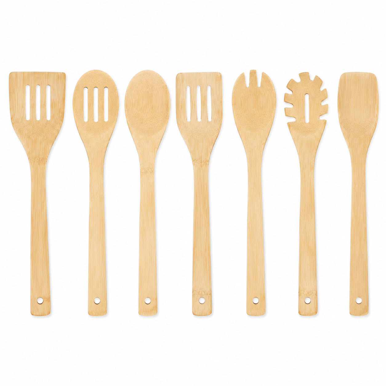 Utensilios de cocina de bambú, juego de 7 sin recipiente