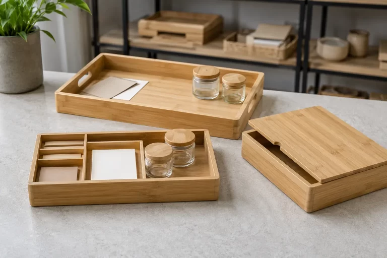 Großhandelssortiment von Bambus-Rolling-Trays mit Deckeln und Fächern