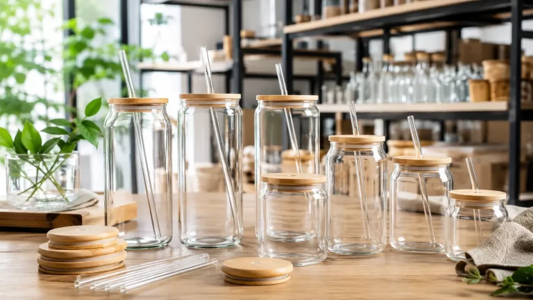 Abbildung zum Thema: Glasbecher mit Bambusdeckel im Großhandel: Einkaufsratgeber